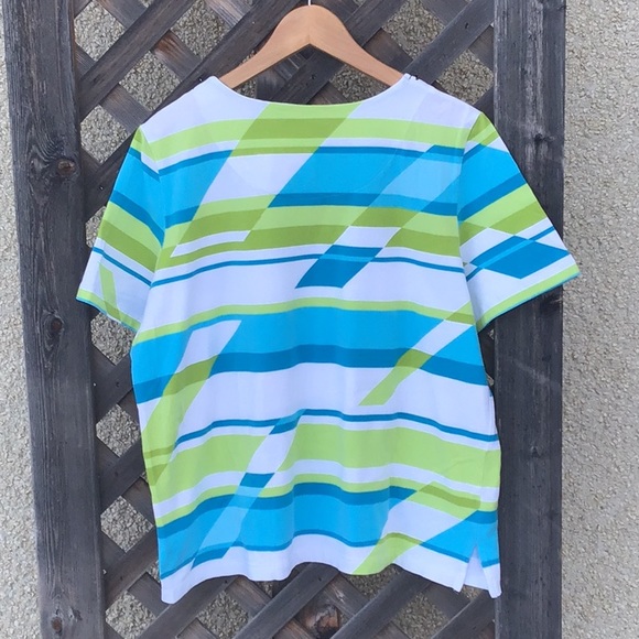 Alfred Dunner striped top unique neck rhinestones - Picture 5 of 11